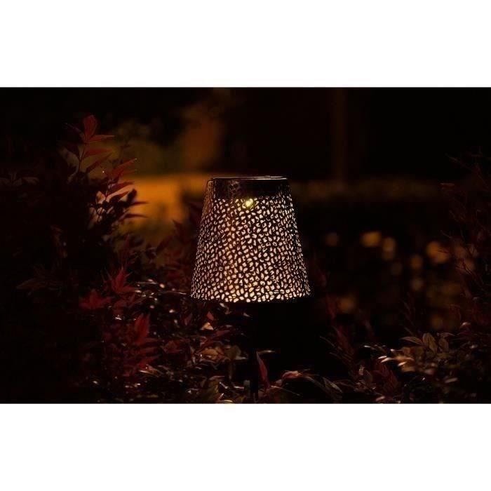 Lampe solaire - GARDEN ID Or - ÿ12 h70 cm - Autonomie 6-8h - Pied stabilisateur - Bouton on/off - Sans c‚blage - Pile AAA.