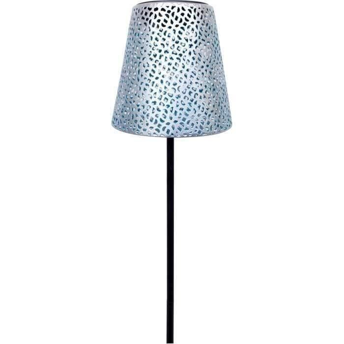 Lampe solaire - GARDEN ID Argent - ÿ12 h70 cm - Autonomie 6-8h - Pied stabilisateur - Bouton on/off - Pile AAA.