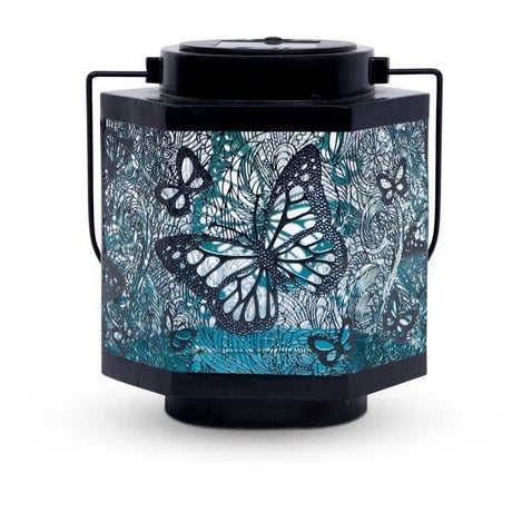 Lanterne solaire - GARDEN ID Papillon - Ř13 h15 cm - Autonomie 8h - Interrupteur - Pile AAA rechargeable.