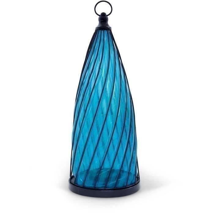 Lanterne solaire - GARDEN ID Blue Dome - Ř17 H40 cm - Autonomie 6-8h -Bouton on/off - Pile AA rechargeable.