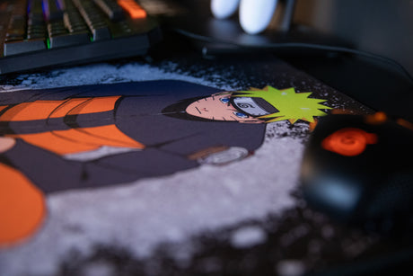 Tapis de souris gaming - KONIX - Naruto Shippuden - XXL 90 x 46 cm - Base antidérapante en caoutchouc - Noir