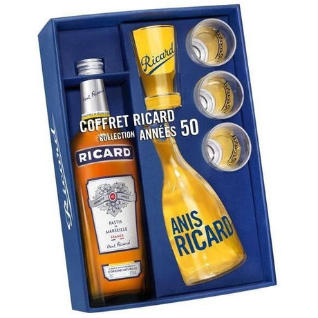 Coffret Ricard - Pastis de Marseille - Années 50 - Apéritif anisé - 45,0% Vol. - 70cl