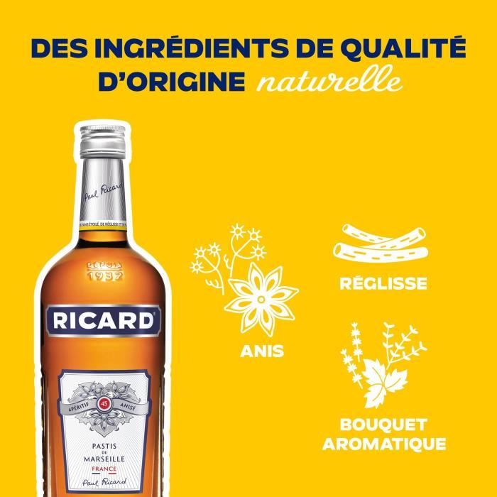 Coffret Ricard - Pastis de Marseille - Années 50 - Apéritif anisé - 45,0% Vol. - 70cl