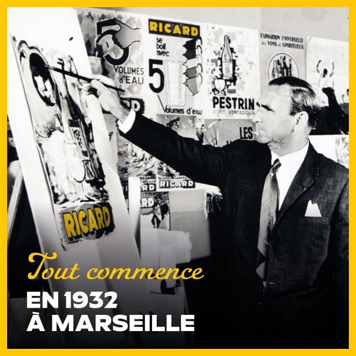 Coffret Ricard - Pastis de Marseille - Années 50 - Apéritif anisé - 45,0% Vol. - 70cl