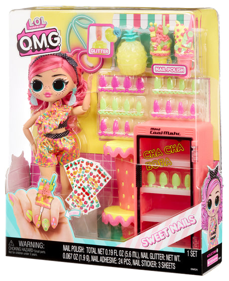 L.O.L. Surprise OMG Sweet Nails™ - Bar a ongles - Poupée mannequin Pinky Pops Fruit Shop - Theme Fruit - A partir de 4 ans