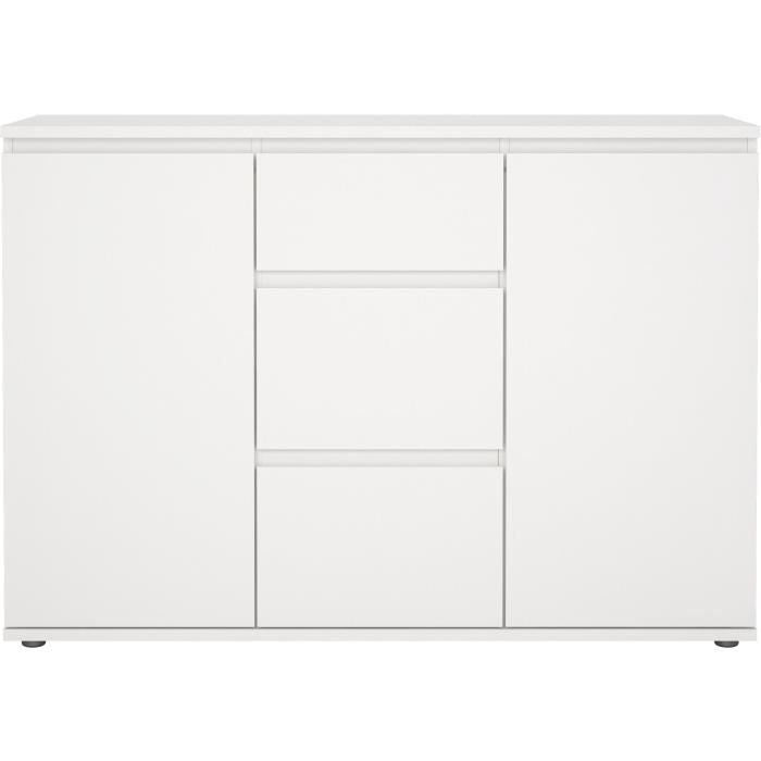 Buffet - Blanc - 2 portes - 3 tiroirs - 119 x 40x 83 cm LUK