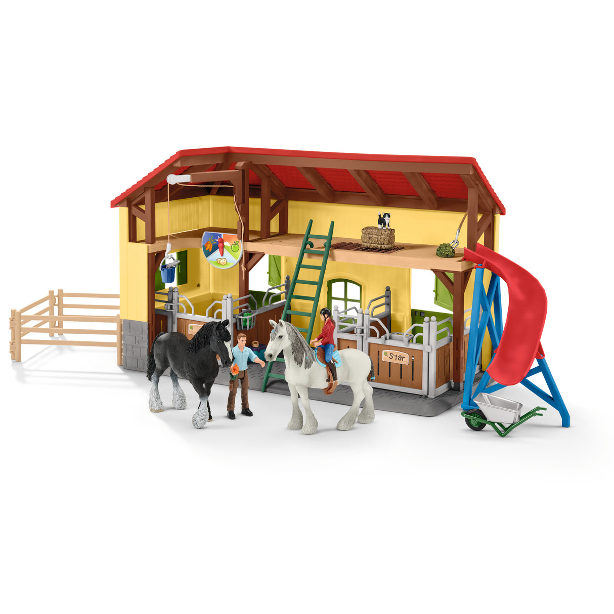Écurie avec boxes et animaux, coffret de 82 pieces avec chevaux, Schleich 42485 Farm World, Des 4 ans