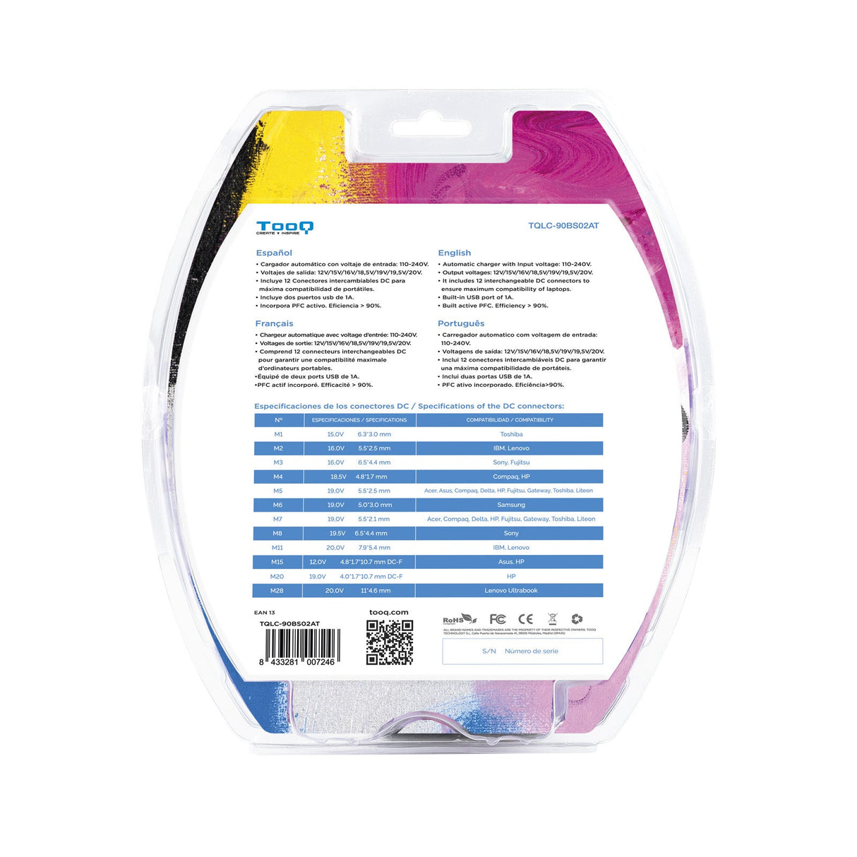 Chargeur universel TooQ 90W - 12 embouts
