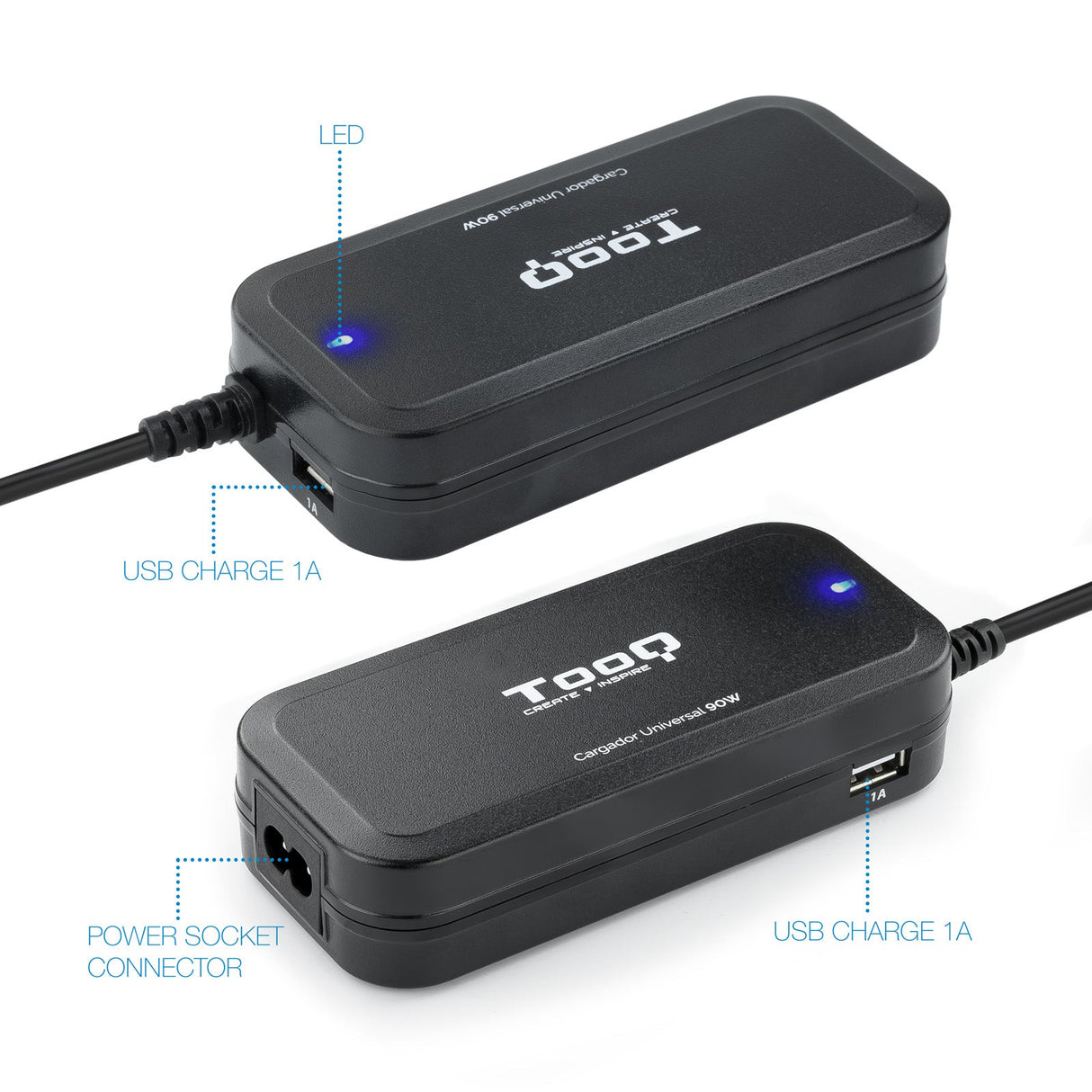 Chargeur universel TooQ 90W - 12 embouts