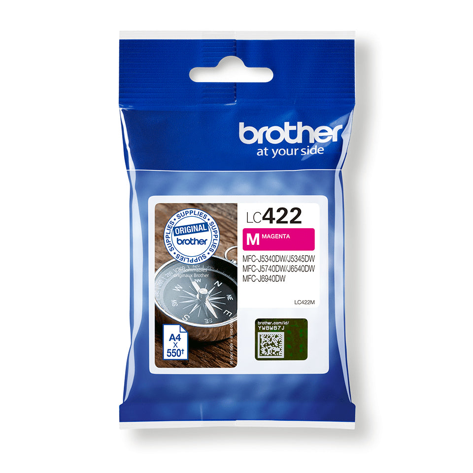 Cartouche LC422M - BROTHER - Magenta - 550 p - Pour Business Smart MFC-J5340DW, MFC-J5345DW, MFC-J5740DW, MFC-J6540DW et