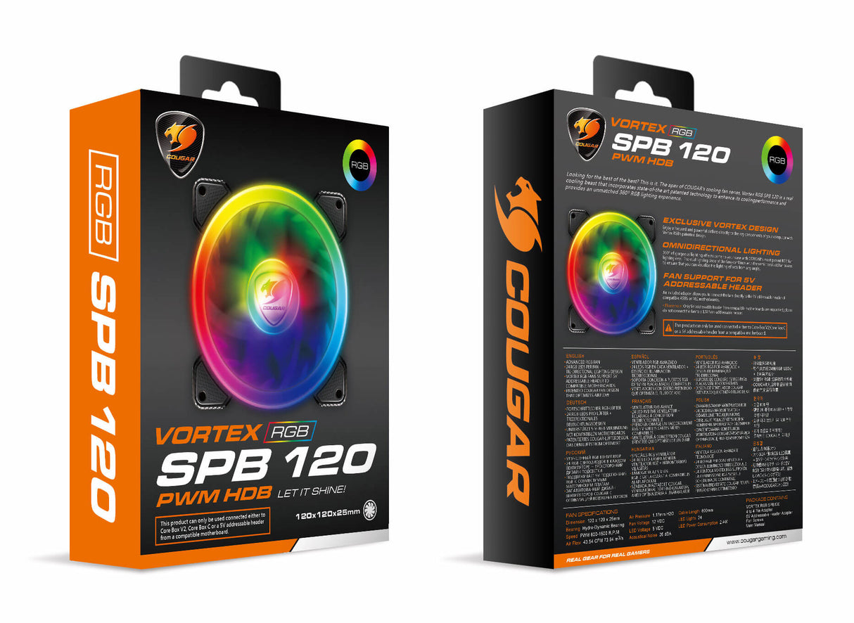 Ventilateur de boitier Cougar Vortex SPB RGB 12cm (Noir)