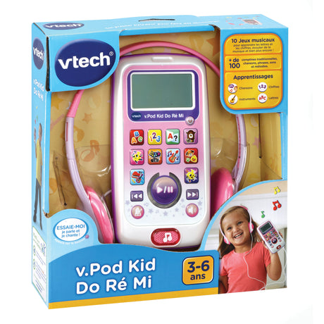 Baladeur musical éducatif VTECH V.Pod Kid Do, Ré, Mi rose - Pour enfants de 3 a 6 ans