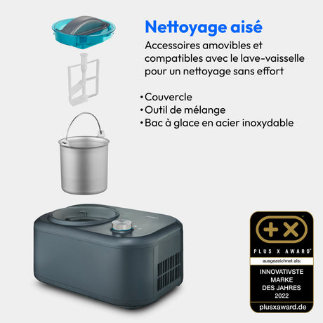 MEDION Machine a glace avec compresseur (convient pour la préparation de cremes glacées, yaourts glacés & sorbets, 1 litre, 100