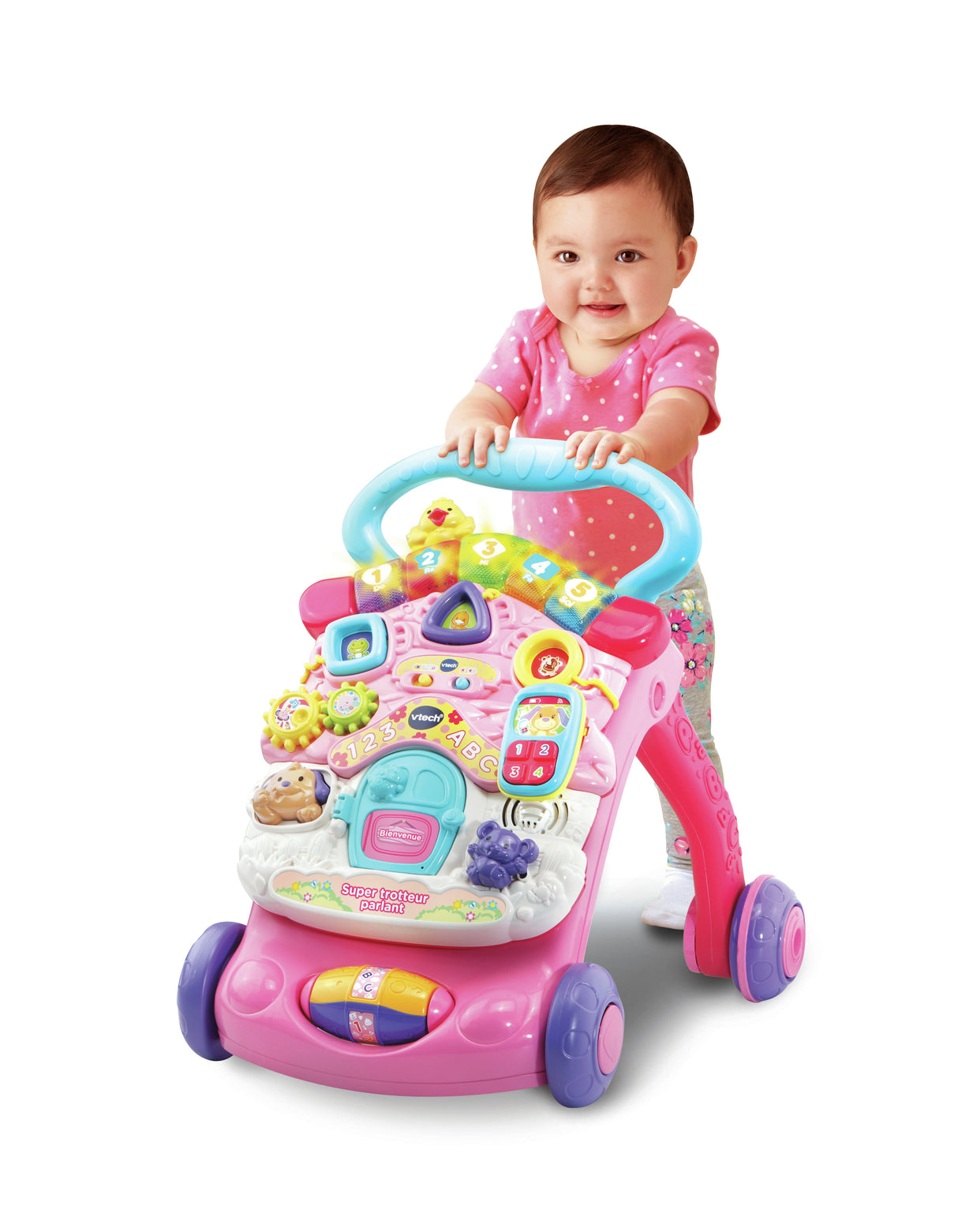 Trotteur parlant 2 en 1 VTECH - Super Trotteur - Rose pour bébé de 9 a 36 mois