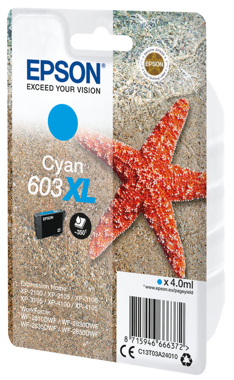 Cartouche d'encre 603 XL Cyan - Epson - Etoile de mer - Faible coűt et fiabilité
