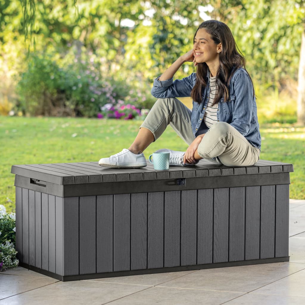 Keter Boîte de rangement de jardin Darwin 380 L Gris