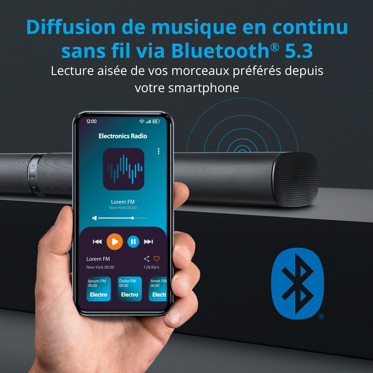 Barre de Son 2.1 - MEDION - 2x30W RMS + Sub 60W RMS - Caisson sans fil
