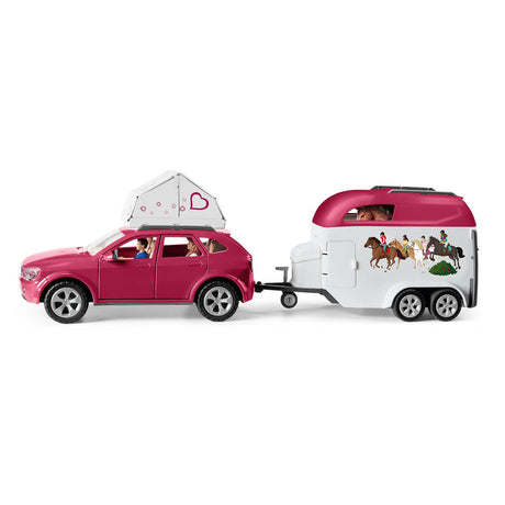 Voyage en voiture avec remorque pour chevaux, Coffret figurines Schleich 42535 Horse Club pour enfants de 5 ans