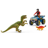 Coffret Fuite sur quad face au vélociraptor, ensemble de jouets Préhistoriques de 5 pieces, Schleich 41466 Dinosaurs, des 4 ans