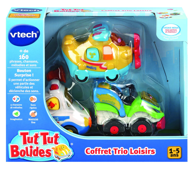 VTECH - Tut Tut Bolides - Coffret Trio Loisirs (Avion + Formule 1 + Bus) - Multicolore - Mixte - 12 mois+