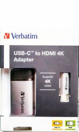 Cable Adaptateur Verbatim USB type C vers HDMI 2.0 10cm (Argent)