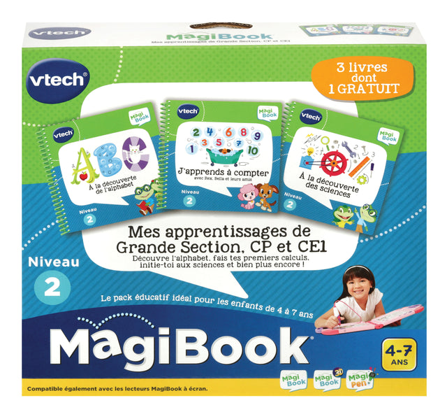 Livre Interactif Magibook - VTECH - Mes Apprentissages de Grande Section, CP et CE1 - Pack de 3 livres