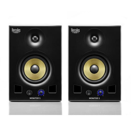 HERCULES MONITOR 5 - Paire d'enceintes actives de monitoring bi-amplifiée - 2 x 80 Watts - Haut-parleurs 5''