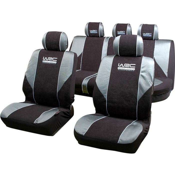 Lot  de 5 housses avant arriere 2/3 1/3 et appuie tete - WRC - universelles - Fixation simple -Compatible Airbag