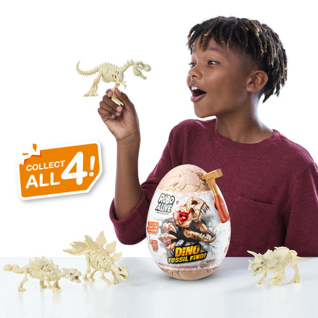 Jeu de fouille - ZURU - ROBO ALIVE Dino Fossil Find - 4 dinos a assembler - Roche et slime - Fossiles a collectionner