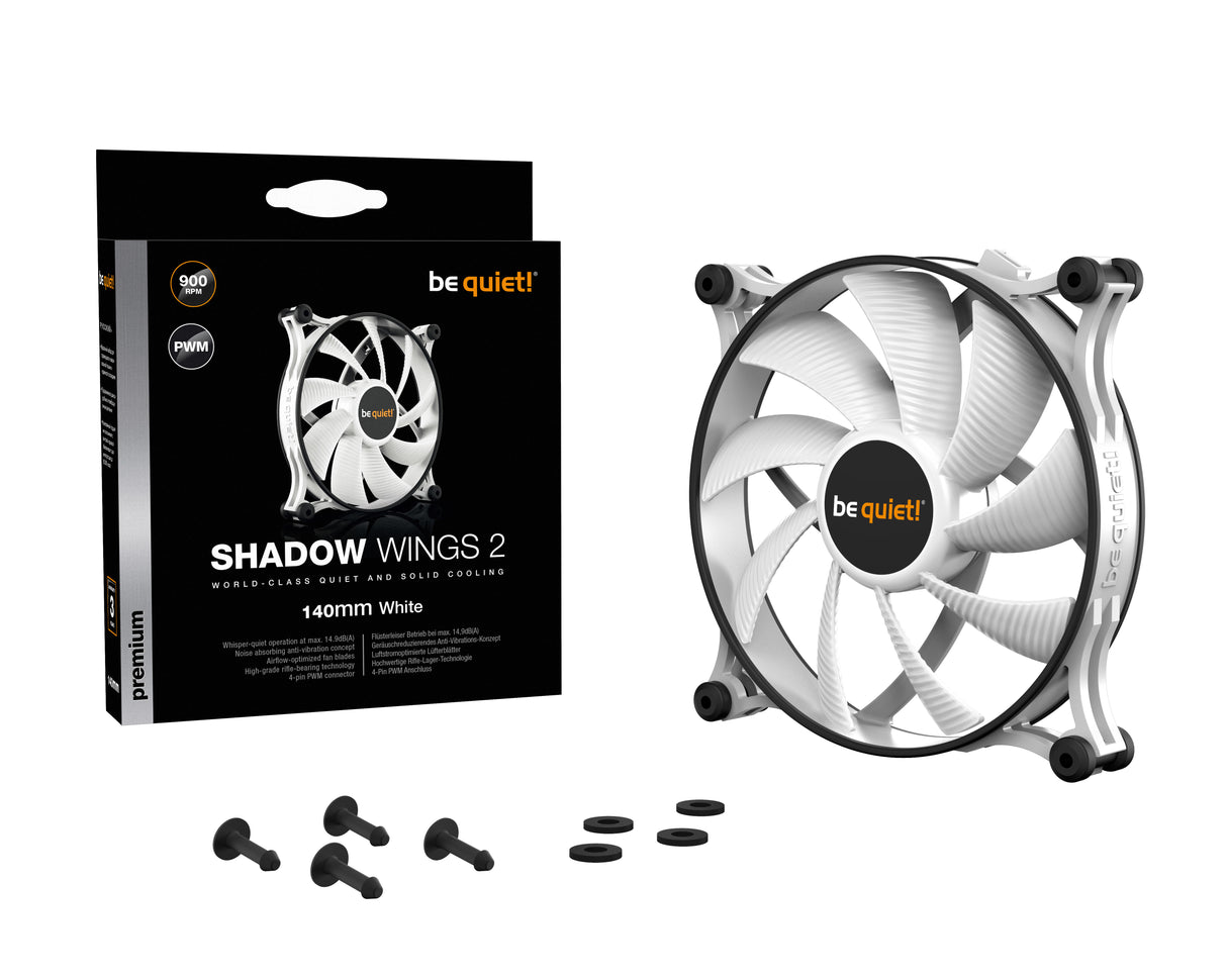 Ventilateur de boitier be quiet! Shadow Wings 2 PWM - 14cm (Blanc)