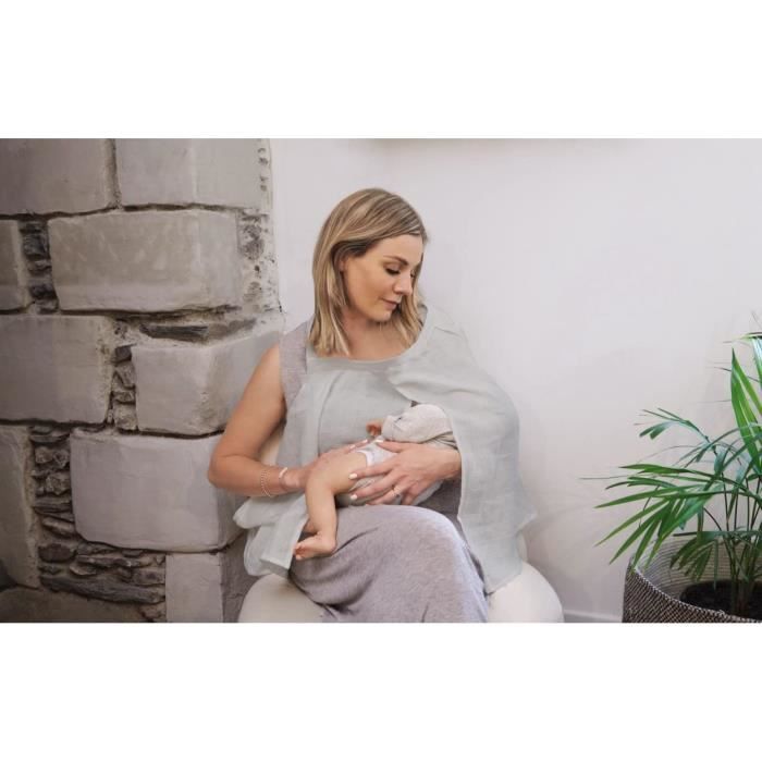Voile D'allaitement TINEO - Cache Allaitement - Couverture D'allaitement - Léger - Respirant - 100% Coton Gris