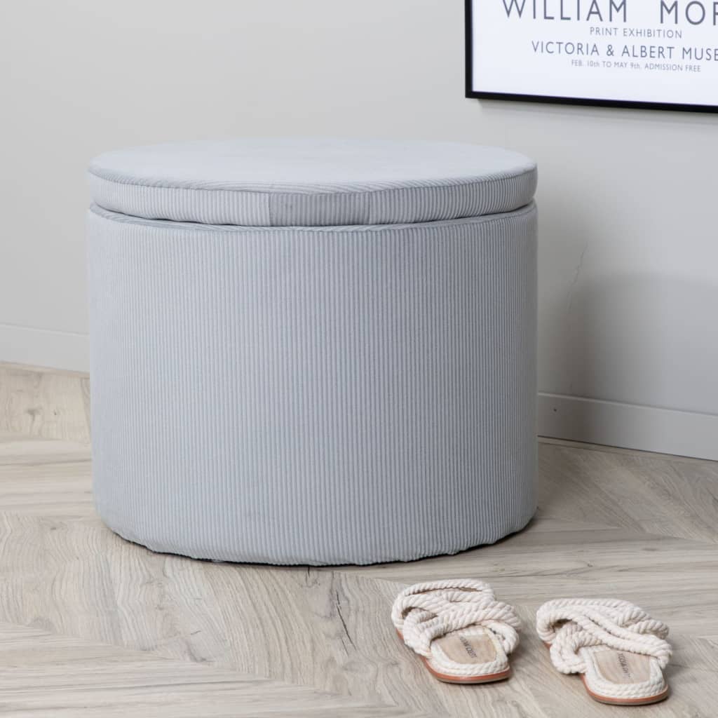 Venture Home Pouf Dunken 51x51x43 cm Velours côtelé Gris