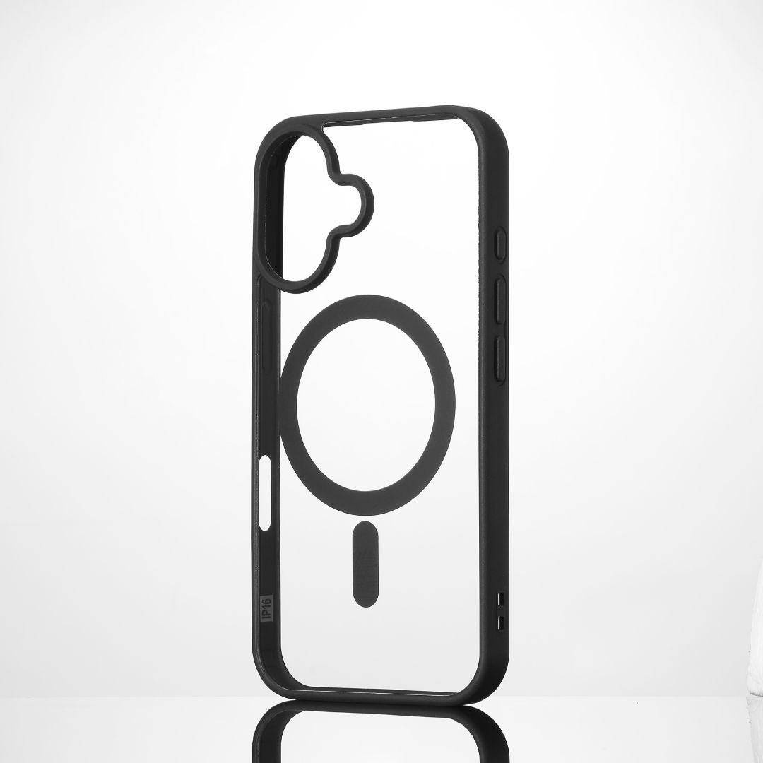 We Coque de protection RUBBER APPLE IPHONE 16 - Dos transparent contour mat noir