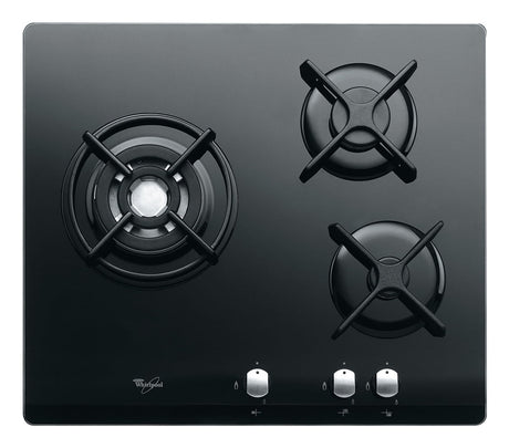 Table de cuisson Gaz - WHIRLPOOL AKT404NB - 3 foyers - 6350W - L59 x P51cm - Noir