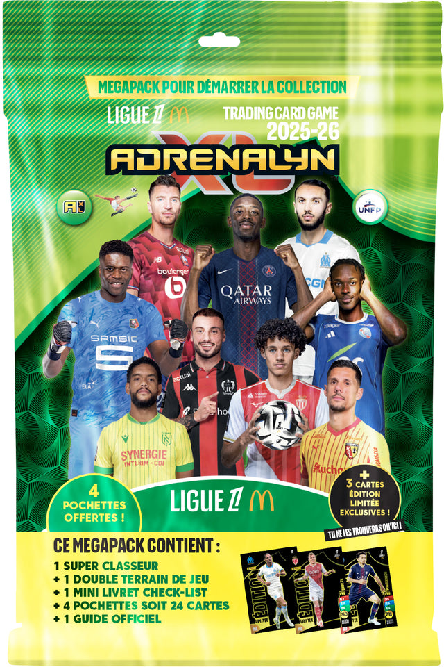 Pack de démarrage - PANINI - TCG ADRENALYN LIGUE 1 Mc Donald's 2025/26 - Album + 4 pochettes - 24 cartes