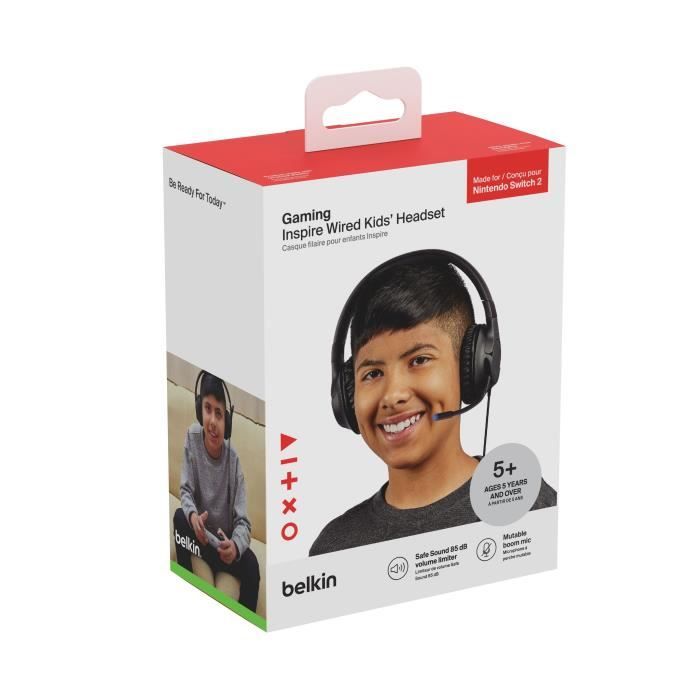 Casque audio filaire - BELKIN -  Inspire - Compatible Nintendo Switch 2 - Pour enfants - Noir