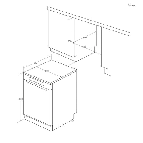 Lave-vaisselle pose libre CANDY CF6C4F2W Rapido - 16 couverts - 44dB  - Maxi Cuve - Connecté - Blanc