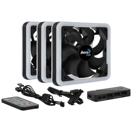 Lot de 3 Ventilateurs de boitier AeroCool Edge 14 Pro RGB 14cm (Noir)