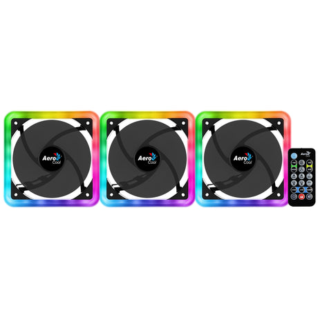 Lot de 3 Ventilateurs de boitier AeroCool Edge 14 Pro RGB 14cm (Noir)