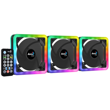 Lot de 3 Ventilateurs de boitier AeroCool Edge 14 Pro RGB 14cm (Noir)