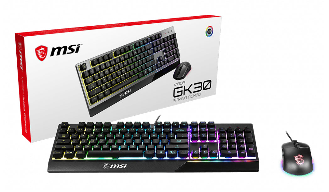 Pack Gamer 2en1 (Clavier/Souris) MSI Vigor GK30 Combo RGB (Noir)