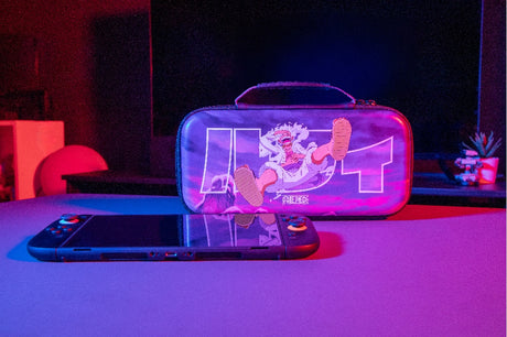 Housse de protection et transport - Nintendo Switch 2 - Konix - One Piece - Rangement accessoires - Motif Luffy Gear 5 - Violet