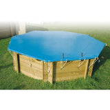 B‚che d'hiver et de sÈcuritÈ pour piscine bois UBBINK Hexagonale 410 - Bleue - Epaisseur 550gr