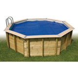 Bâche a bulles pour piscine bois - UBBINK - Hexagonale 410 - Bleue - 400 microns