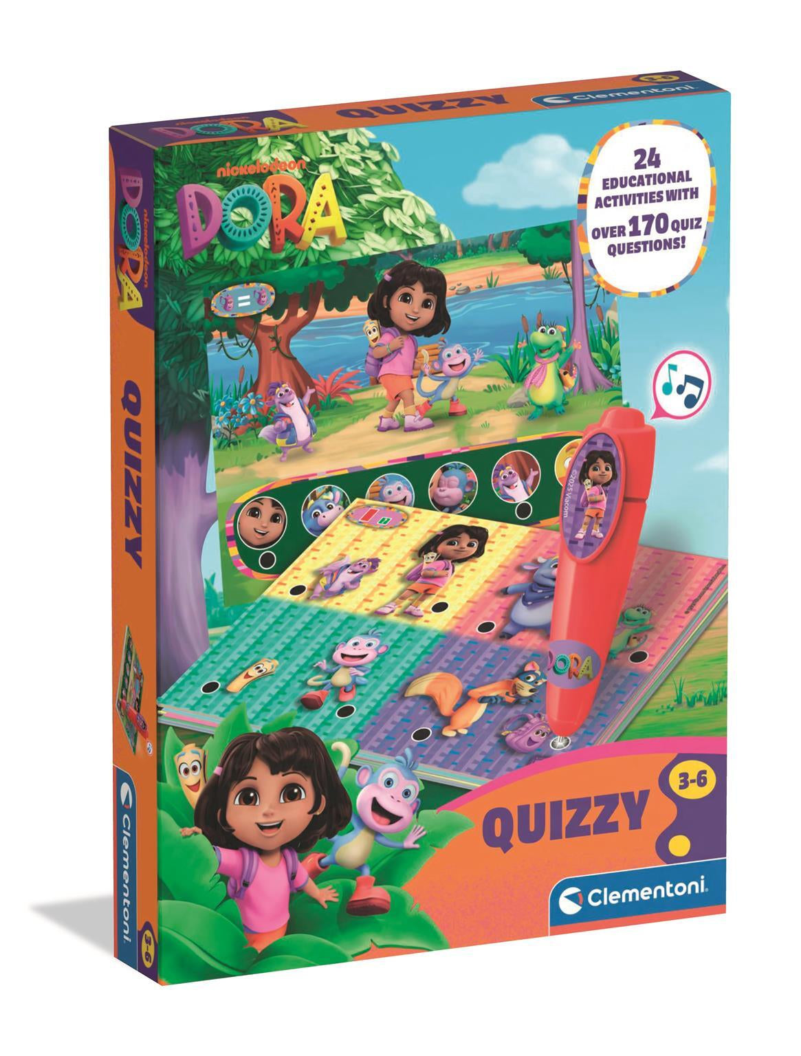 Clementoni - Quizzy - Dora - Jeu avec stylo intéractif - Sonore et lumineux - Des 3ans