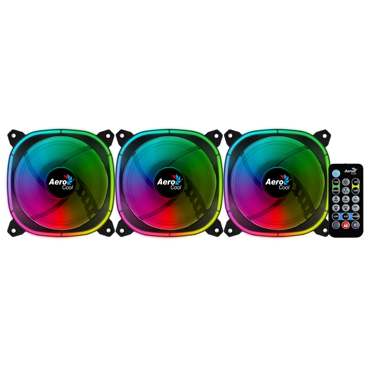 Lot de 3 Ventilateurs de boitier AeroCool Astro 12 Pro RGB 12cm (Noir)