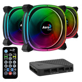 Lot de 3 Ventilateurs de boitier AeroCool Astro 12 Pro RGB 12cm (Noir)