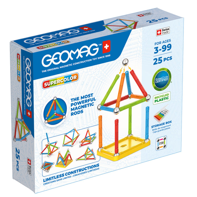 Jeu de construction magnétique - GEOMAG - Supercolor - 25 pieces - Magnétique - Des 3 ans