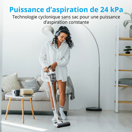 MEDION P350 - Aspirateur Balai sans Fil - Puissance 24 kPa / 350W - Capteur de poussiere - HEPA H13 - Ecran Tactile LED