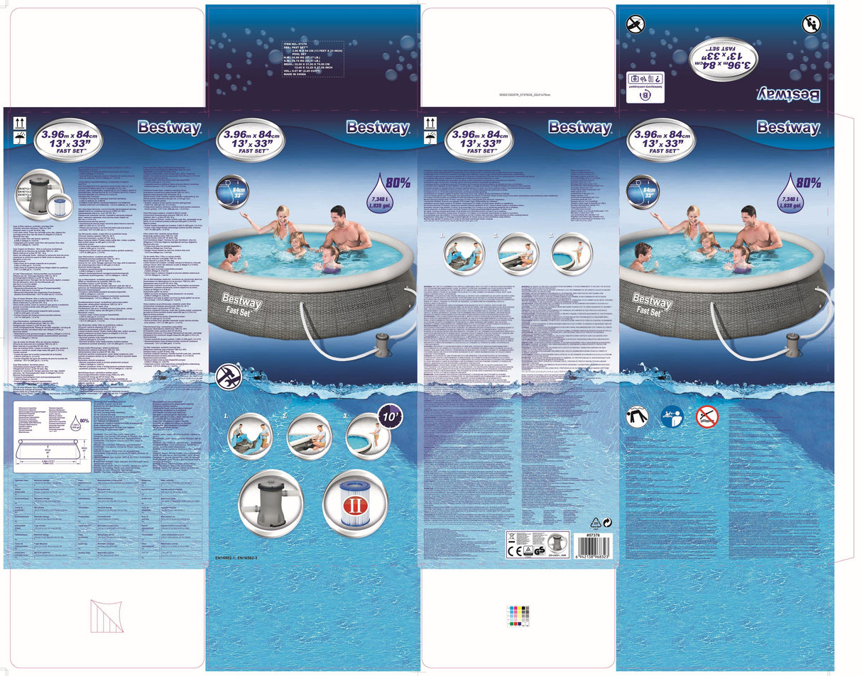 Kit piscine gonflable BESTWAY - Fast Set - 396 x 84 cm - Ronde (Filtre a cartouche, 1 cartouche)